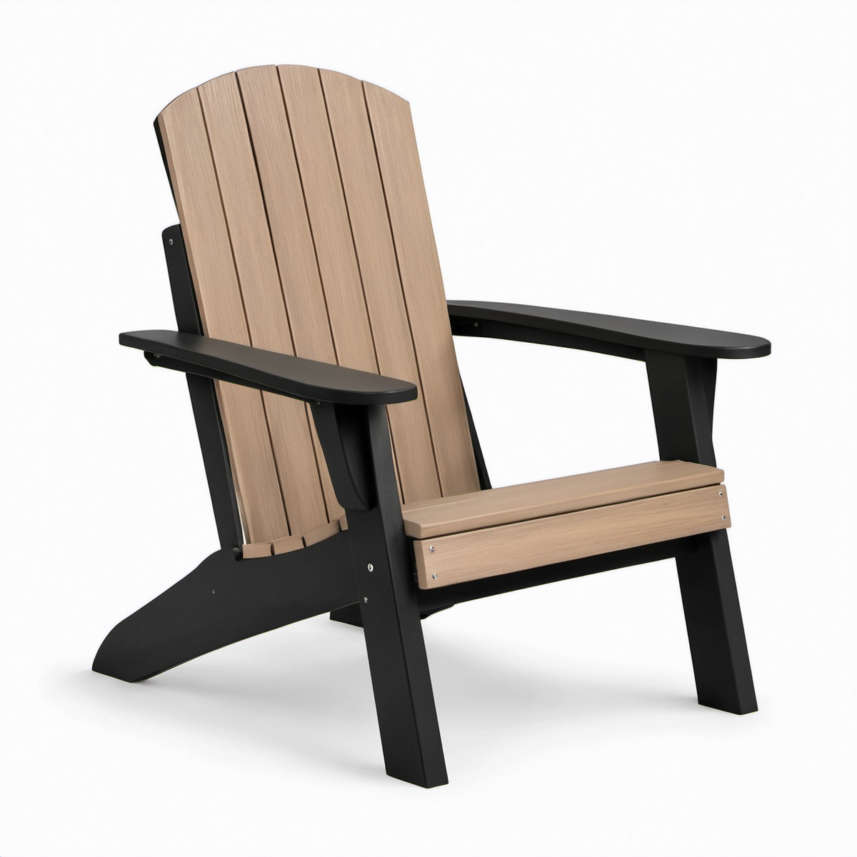 Adirondackstuhl Outdoor Holz Kunststoff Aluminium Beige/Schwarz