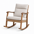 Schaukelstuhl aus Teakholz mit Polyesterkissen Beige