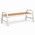 Gartenbank aus Aluminium und Teakholz 200 cm Weiß/Natur
