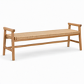 Bank aus Eichenholz und Rattan, 180 cm