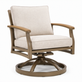 Metall-Holz Sessel mit Textilbezug in Creme