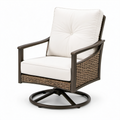 Aluminium- und Polyrattan-Drehsessel mit cremeweißen Kissen, 95 cm Höhe