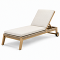 Sonnenliege Teakholz mit Polyester Kissen Beige 200x65x35 cm