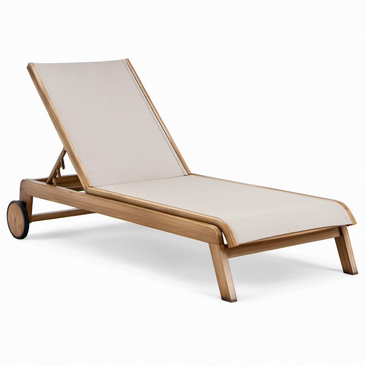 Gartenliege aus Teakholz und Textilene, Beige, 200 cm