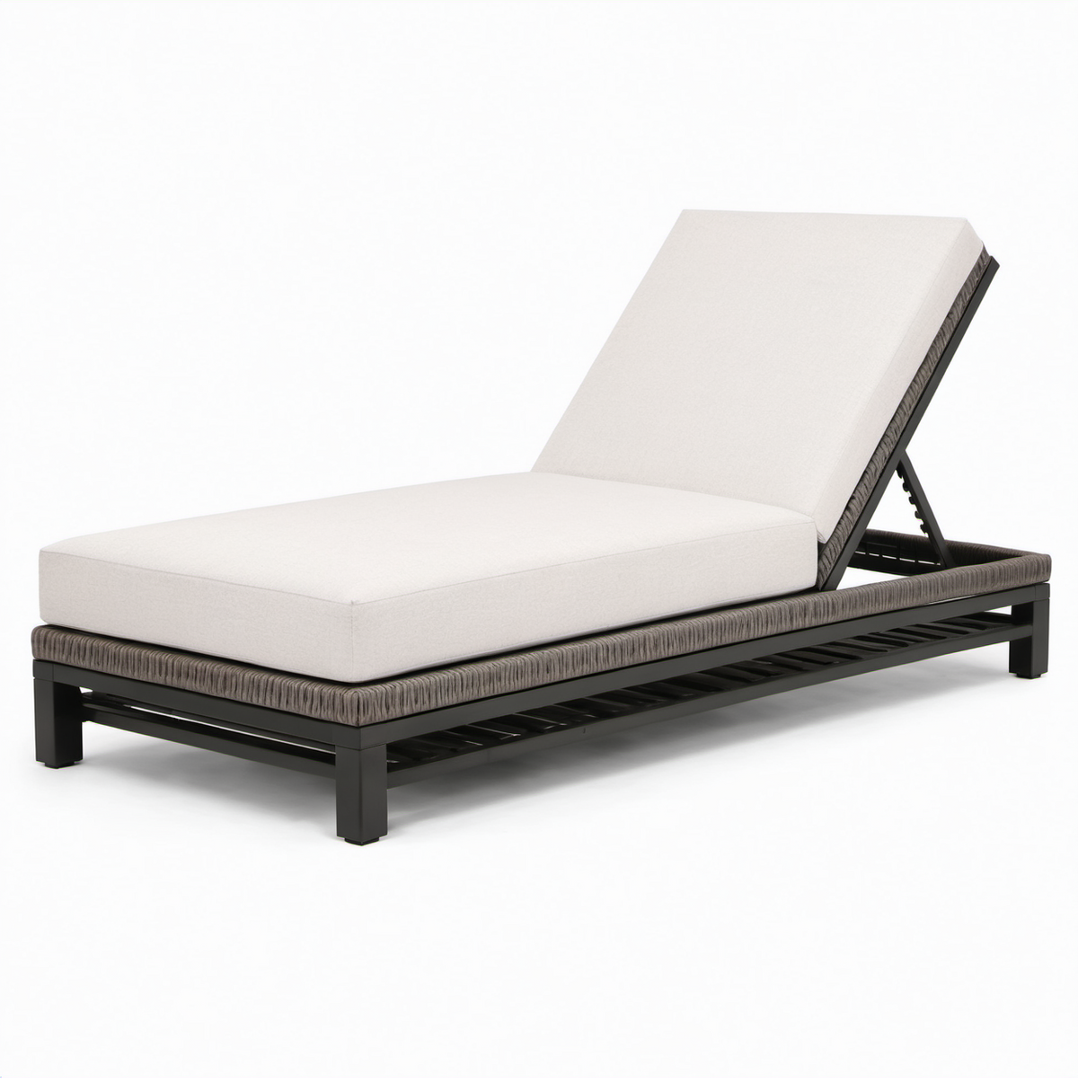 Gartenliege mit Aluminiumrahmen und Polyesterbezug, Beige, 200x65x30 cm