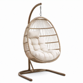 Hängesessel aus Polyrattan mit Polyesterkissen Beige 120cm x 105cm x 200cm