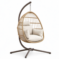 Hängesessel Rattan Metall Beige mit Polyesterkissen