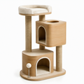 Kratzbaum aus Holz und Sisal Beige 60x40x100cm