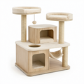 Kratzbaum aus Holz mit Sisal und Polyester in Beige