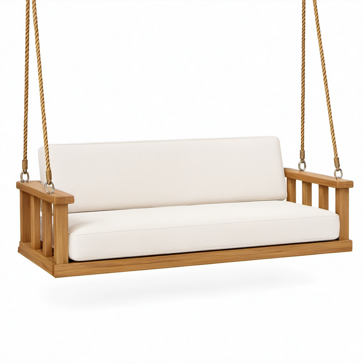 Hängesofa aus Teakholz mit cremefarbenem Bezug 200 cm